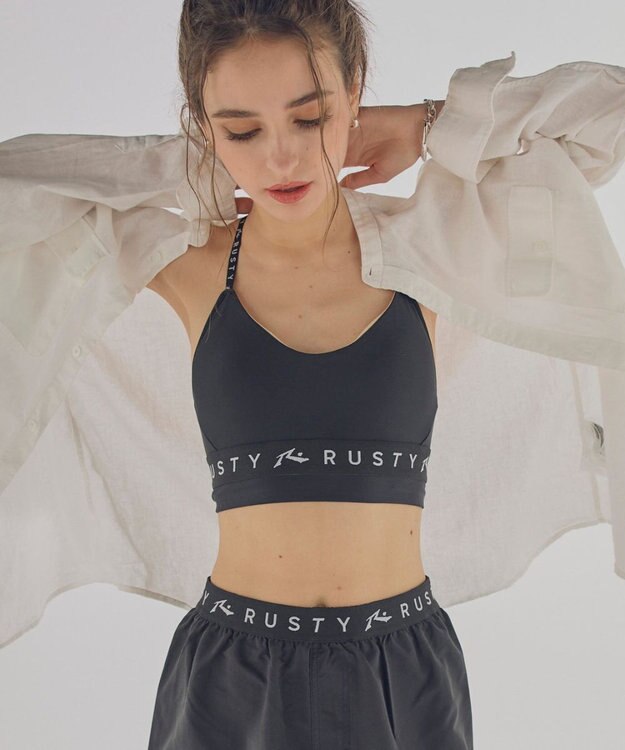 OP／FILA 【RUSTY】ニコちゃんロンT＋ショートパンツ付きビキニ 4点セット水着 ブラック