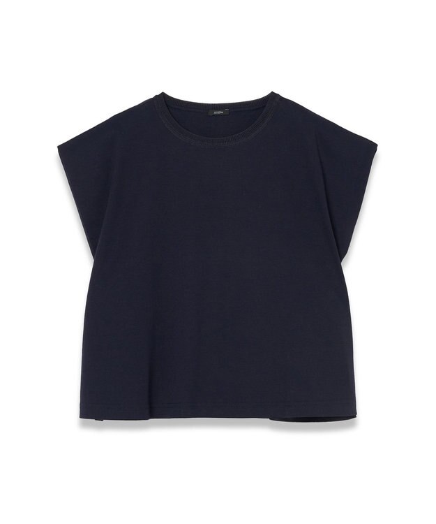 JOSEPH 【洗える】ポプリンジャージー　キャップスリーブティーシャツ Navy