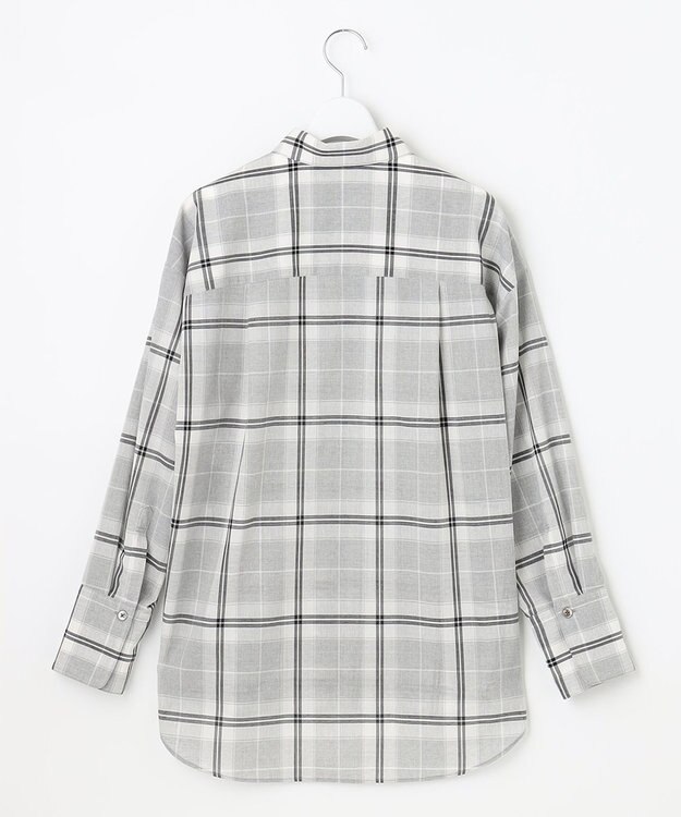 自由区 L 【セット可/洗える】オータムチェック ドロップショルダー ブラウス ライトグレー系4