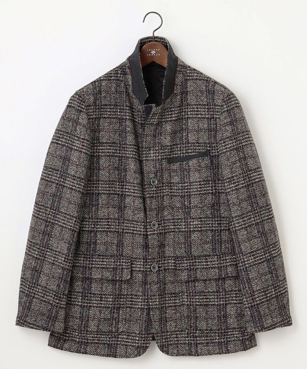 JOSEPH ABBOUD 【イタリア素材/軽量/中綿キルト裏地】スライバーチェックジャージー ジャケット グレー系4