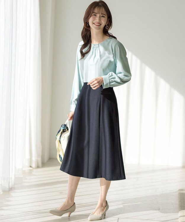 ANY SIS S 【洗える】褒めらレディフレア スカート ネイビー