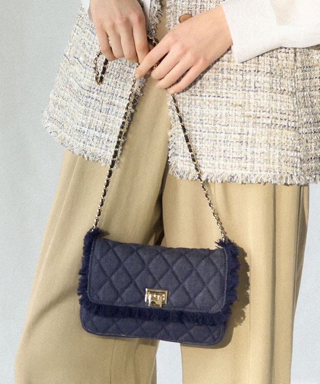 23区 【先行予約】デニムフリンジ ショルダーバッグ ネイビー系