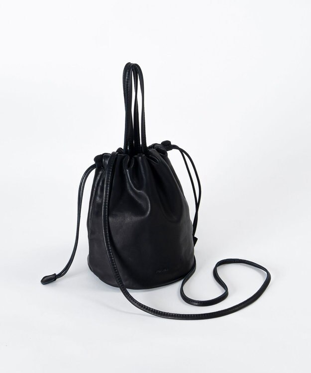 FOLNA RD ソフトレザー2WAY巾着ショルダーバッグ ブラック