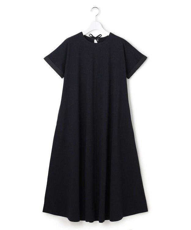 J.PRESS YORK STREET 【WOMEN】キャップスリーブAラインワンピース ブラック系