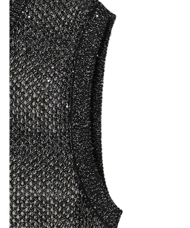 Green Parks スパンコールニットベスト Black