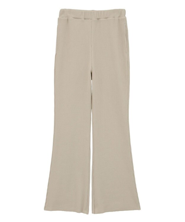 earth music&ecology セルフカットテレコフレアパンツ Light Beige