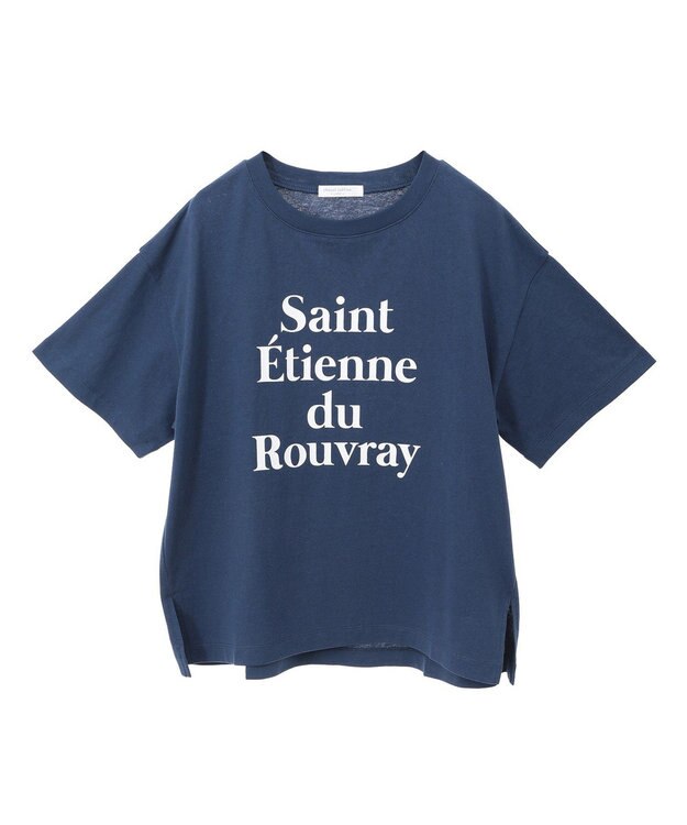 Green Parks 多段フェミニンロゴボックスＴシャツ Navy