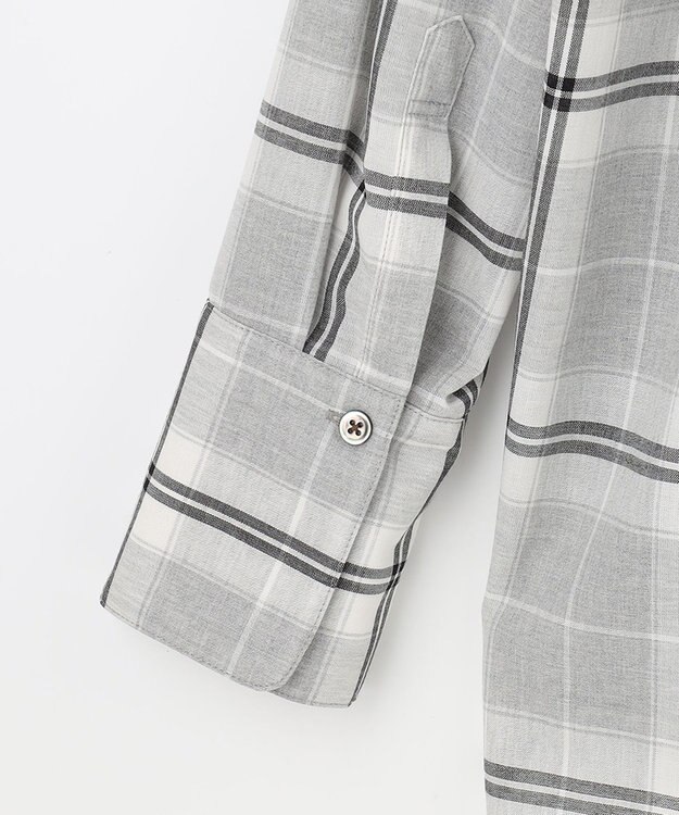 自由区 L 【セット可/洗える】オータムチェック ドロップショルダー ブラウス ライトグレー系4