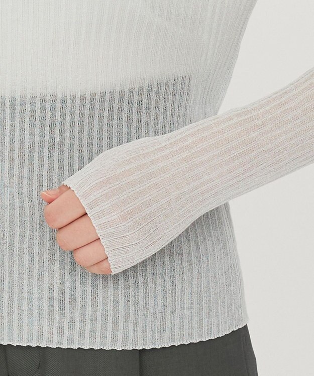 uncrave シアー リブ クルーネック ニット（uncrave STANDARD） ライトセージ