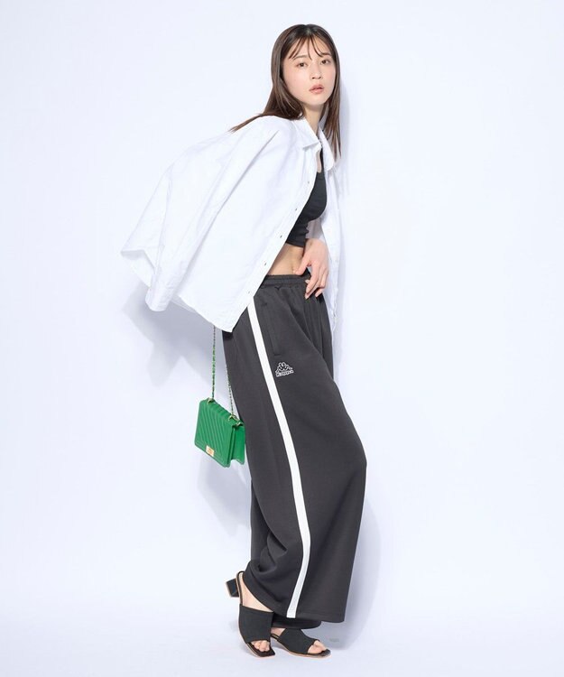 OP／FILA 【Kappa】ジャージ トラックワイドパンツ ブラック