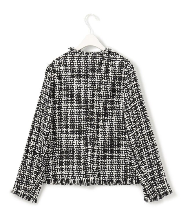 ICB 【CLASSY.1月号掲載】ルレックスツイード ノーカラージャケット ブラック×オフホワイト系