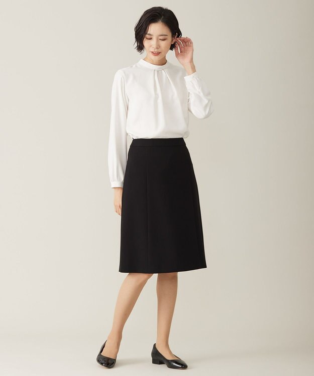 J.PRESS LADIES 【WEB限定カラーあり・洗える】セラテリーダブルクロス フレアー スカート ブラック系