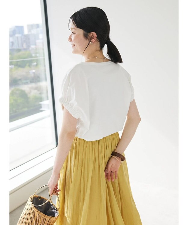 CRAFT STANDARD BOUTIQUE 【ＵＶカット】ギャザースリーブプルオーバー Off White