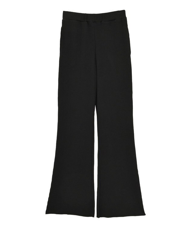 earth music&ecology セルフカットテレコフレアパンツ Black