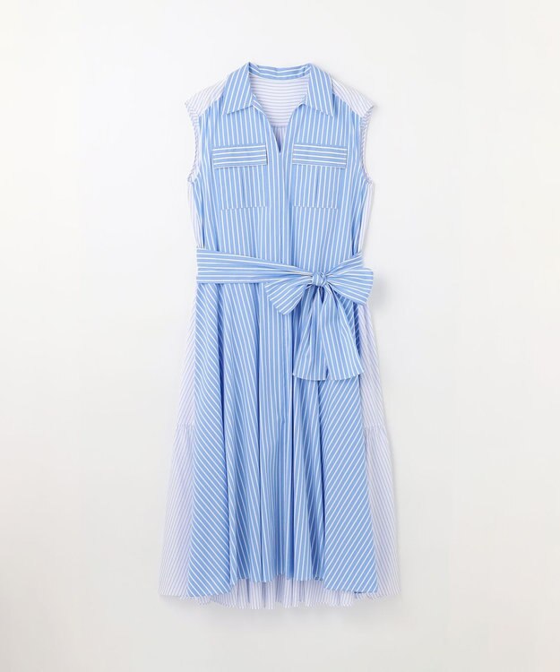 GRACE CONTINENTAL ティアードコンビシャツワンピース ストライプ