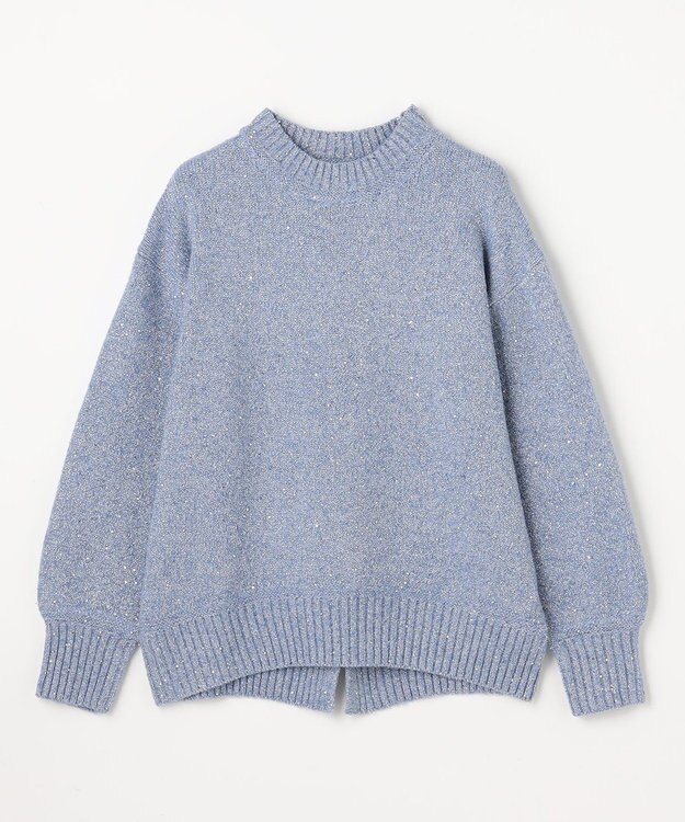 ANY L スパンコールニット ライトブルー
