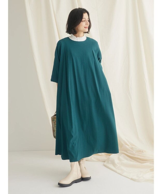 CRAFT STANDARD BOUTIQUE レーヨンデシンドレッシーワンピース Green