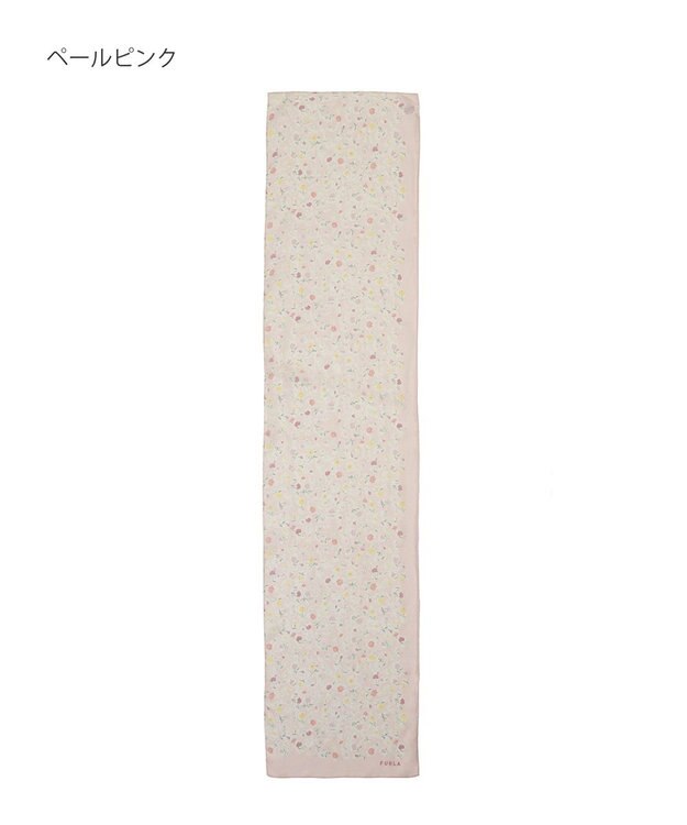 MOONBAT 【シルク100%】フルラ (FURLA) シルクシフォンロングスカーフ 小花柄 150cm×35cm ペールピンク