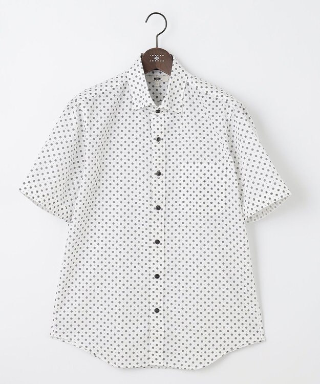 JOSEPH ABBOUD 【イージーケア】小紋プリント 半袖シャツ ホワイト系5