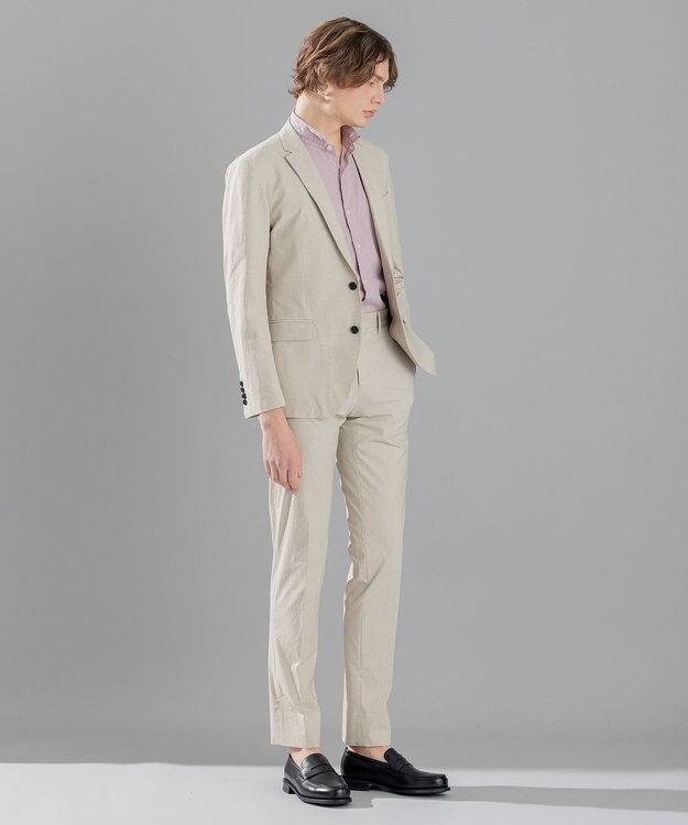 JOSEPH HOMME リネンストレッチブロード ウィングカラー半袖シャツ ローズ系