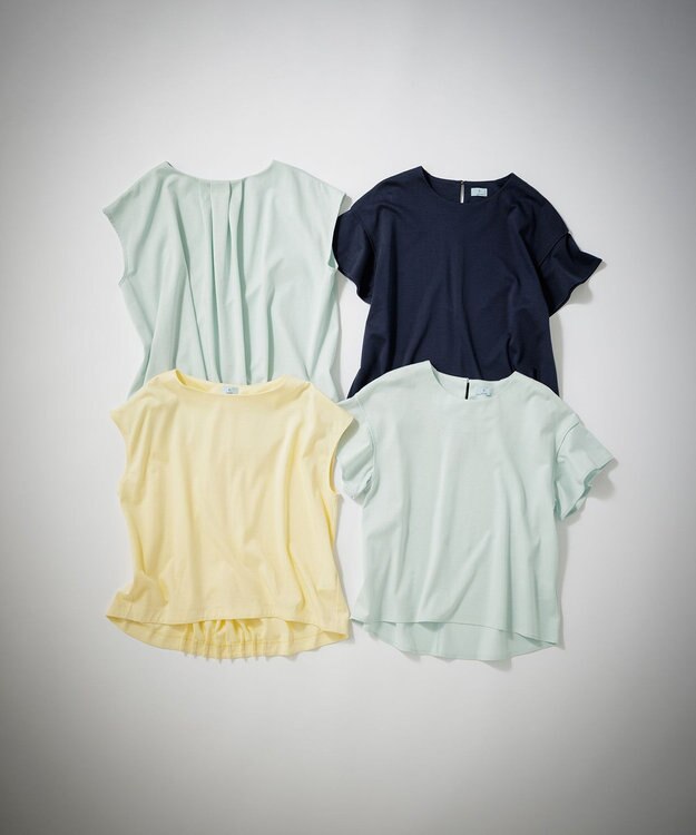 組曲 S 【洗える】シルケットポンチ ラウンドネックカットソー イエロー系