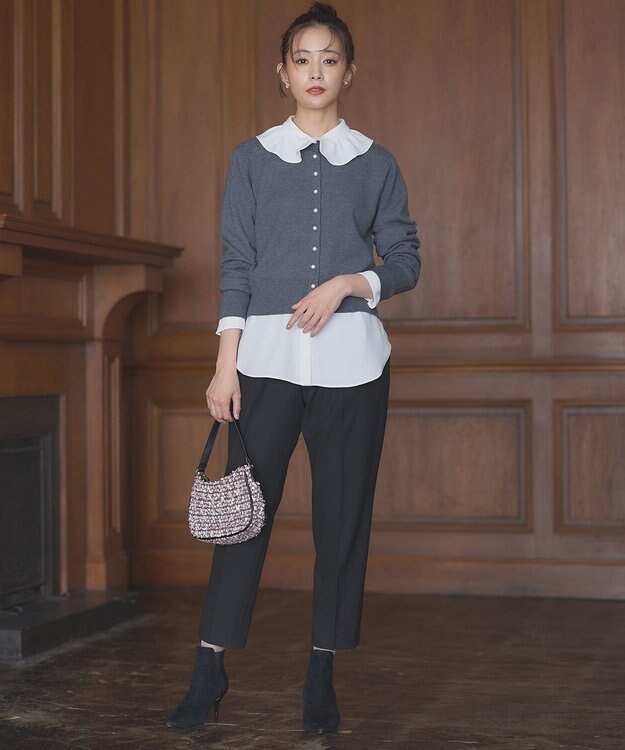 組曲 2WAYウォームストレッチ テーパード パンツ ブラック系