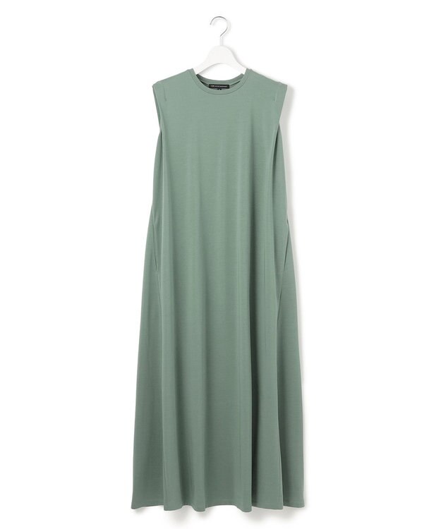 23区 L 【Oggi8月号掲載/接触冷感/洗える】ツイストコットンプレーティング スリーブレスワンピース モスグリーン系