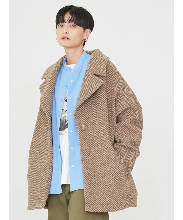 AMERICAN HOLIC ツイードライクコクーンミディコート Brown