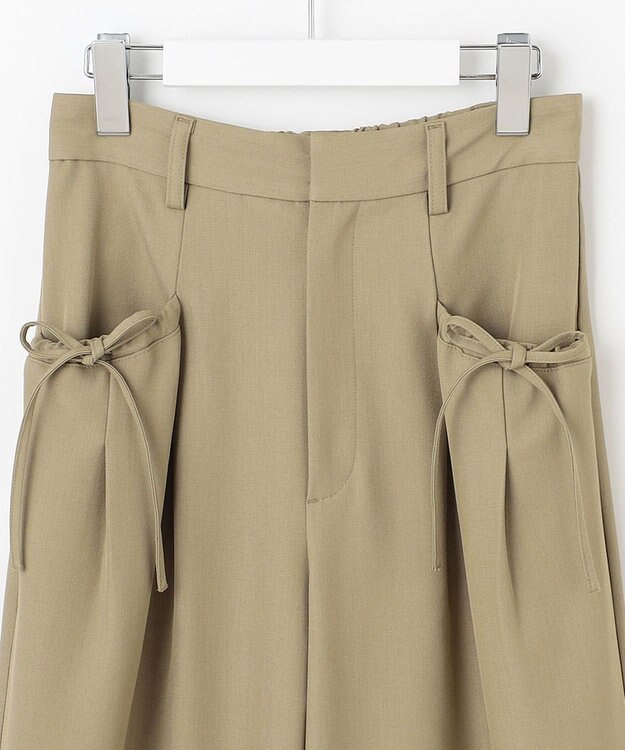 Feroux リボンディテール セミワイドパンツ カーキ系