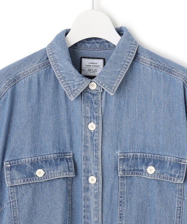 J.PRESS YORK STREET 【WOMEN】デニムロングシャツ ワンピース ダルブルー系