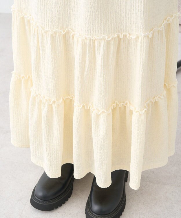 earth music&ecology メロー切替フレアスカート Ivory