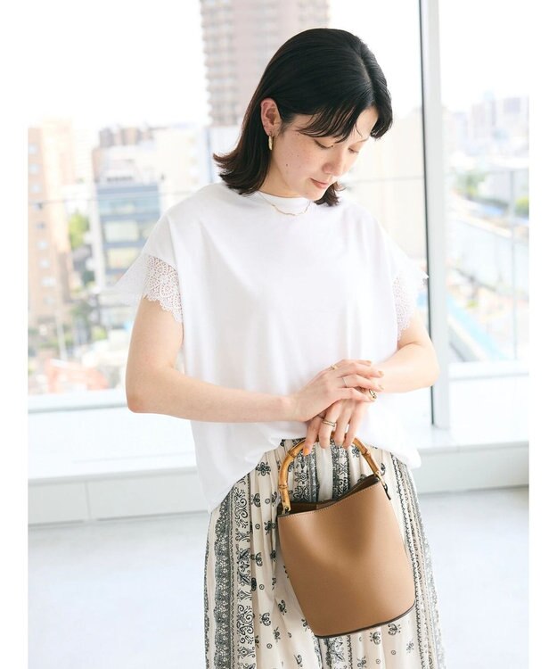 CRAFT STANDARD BOUTIQUE レーススリーブカットプルオーバー Off White