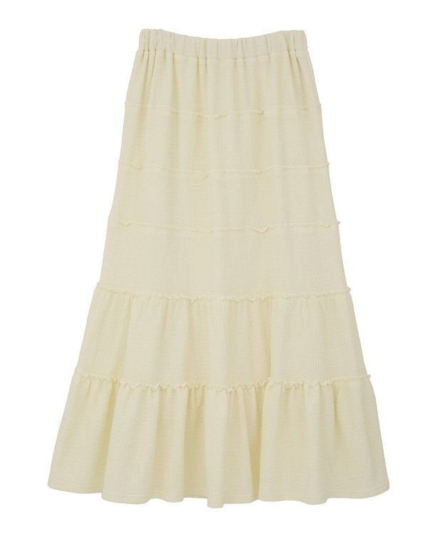 earth music&ecology メロー切替フレアスカート Ivory