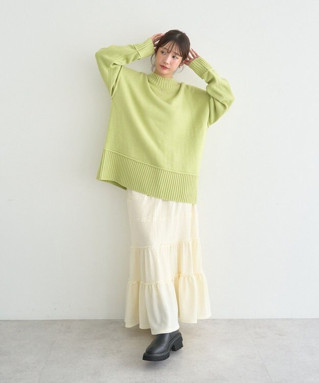 earth music&ecology メロー切替フレアスカート Ivory