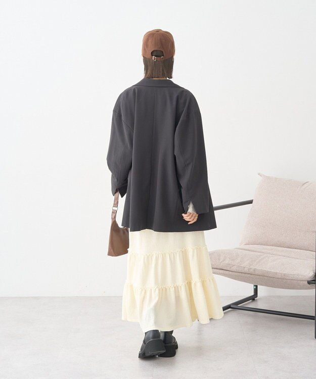 earth music&ecology メロー切替フレアスカート Ivory