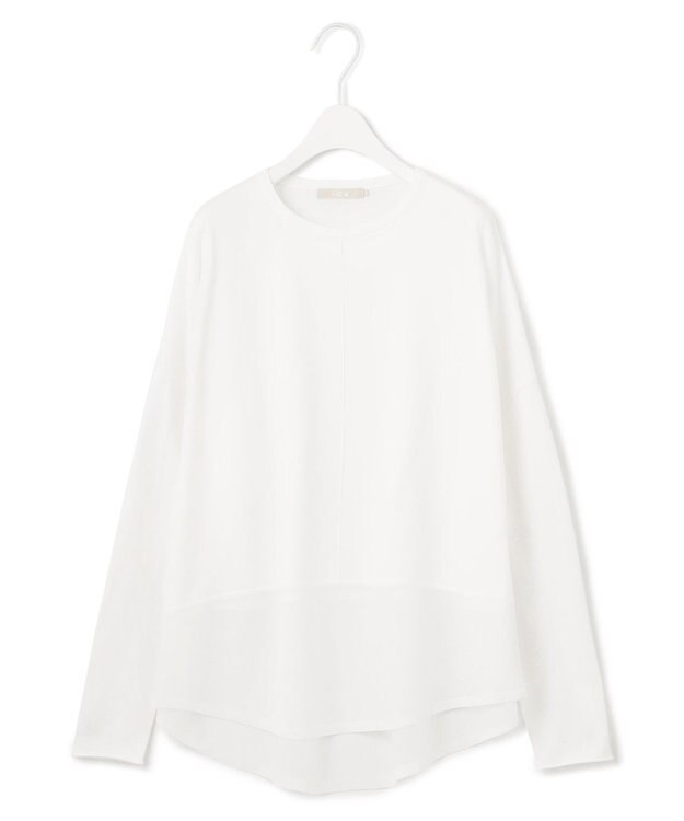 ICB L 【洗える】 ヴィスコースワイド シアーコンビプルオーバー オフホワイト系