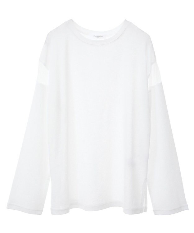 Green Parks シアー切替長袖プルオーバー Off White