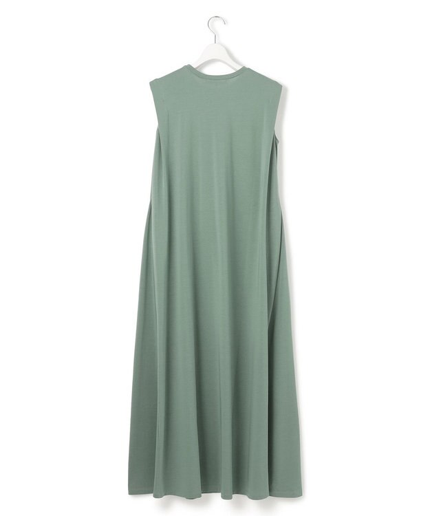 23区 L 【Oggi8月号掲載/接触冷感/洗える】ツイストコットンプレーティング スリーブレスワンピース モスグリーン系