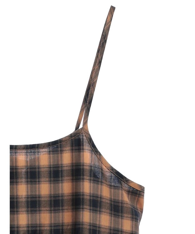 Green Parks チェックペプラムキャミワンピース Orange