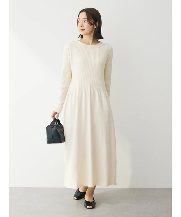 Green Parks ・Ｐｅｔｉｔ　Ｆｌｅｕｒ　フレアニットワンピース Ivory