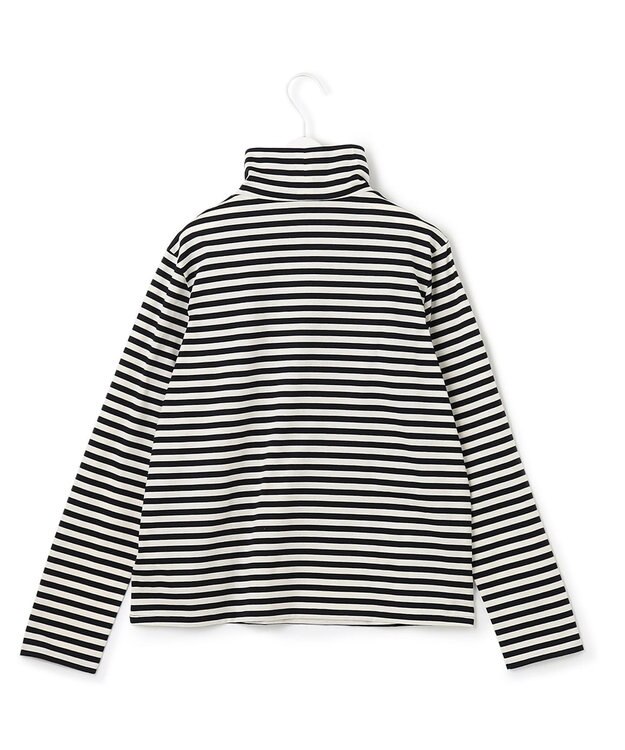 ICB 【洗える】CottonSingleJersey ハイネックプルオーバー ブラックボーダー系