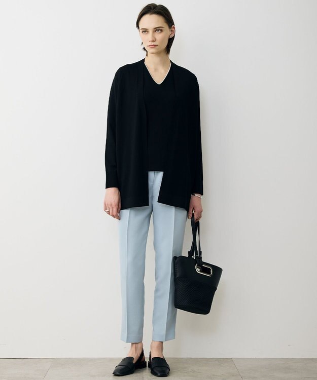 ICB L 【先行予約・WEB限定カラーあり】 シンセティックハイゲージ 半袖Vネックニット ブラック