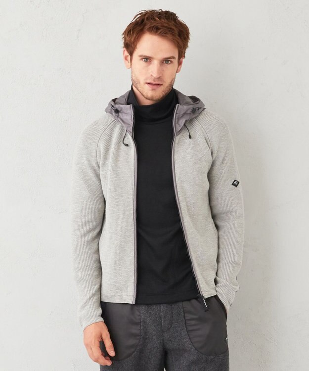 JOSEPH ABBOUD MOUNTAIN 【UNISEX】日本素材 ストレッチニットパーカー ライトグレー系