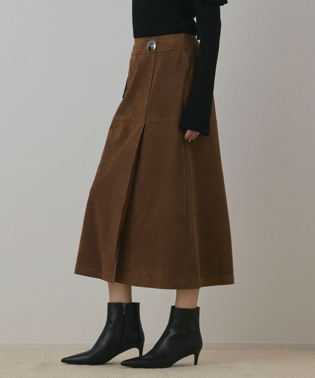GRACE CONTINENTAL フェイクスウェードフレアスカート ブラウン