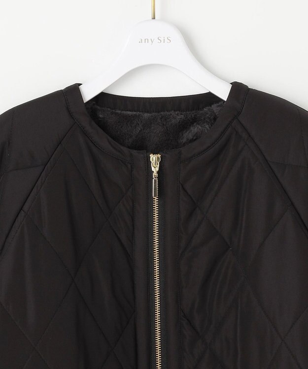 ANY SIS フェイクファーコンビキルティング アウター ブラック
