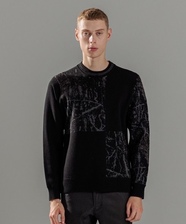 JOSEPH HOMME フォレストジャガードブロック　クルーネックニット ブラック系5