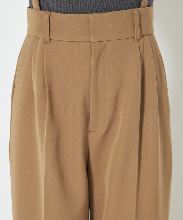 uncrave 【防しわ・UVカット・洗濯機洗い可】バルキーツイル ワイドパンツ(サスペンダー付き)（uncrave STANDARD） キャメル