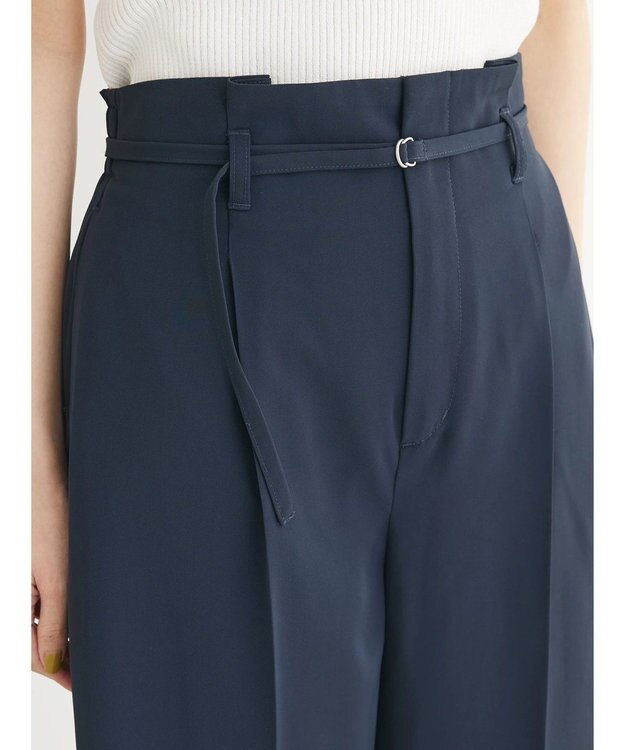 Green Parks きれいシルエットパンツ（ベルト付きとろみワイド） Dark Navy