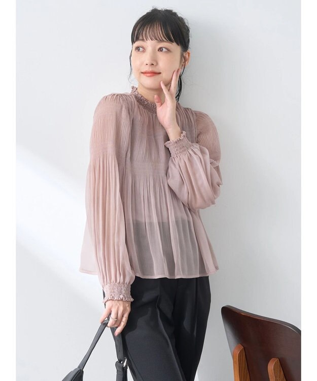 earth music&ecology マジョリカプリーツシアープルオーバー Pink Beige