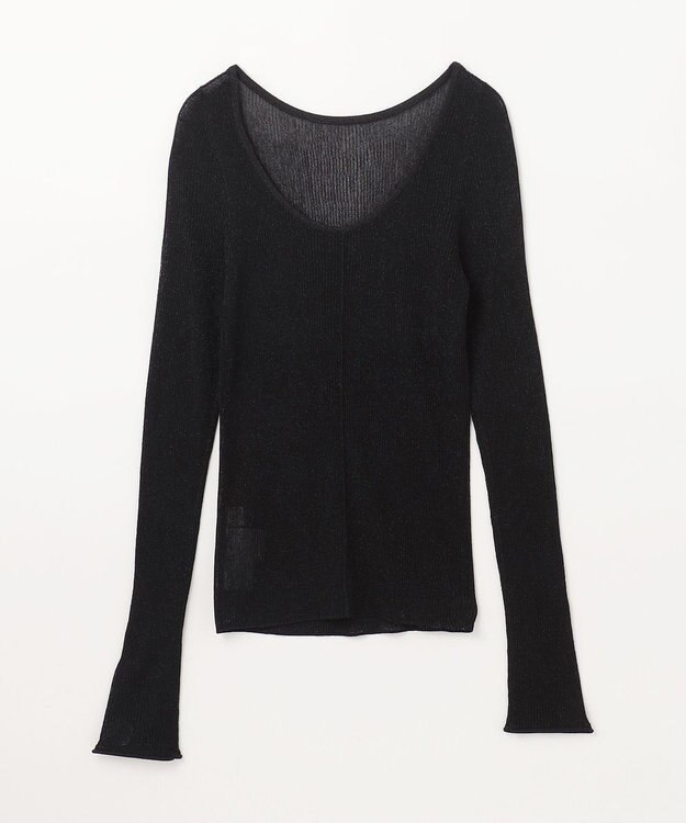 GRACE CONTINENTAL ラメシアーリブニットトップ ブラック